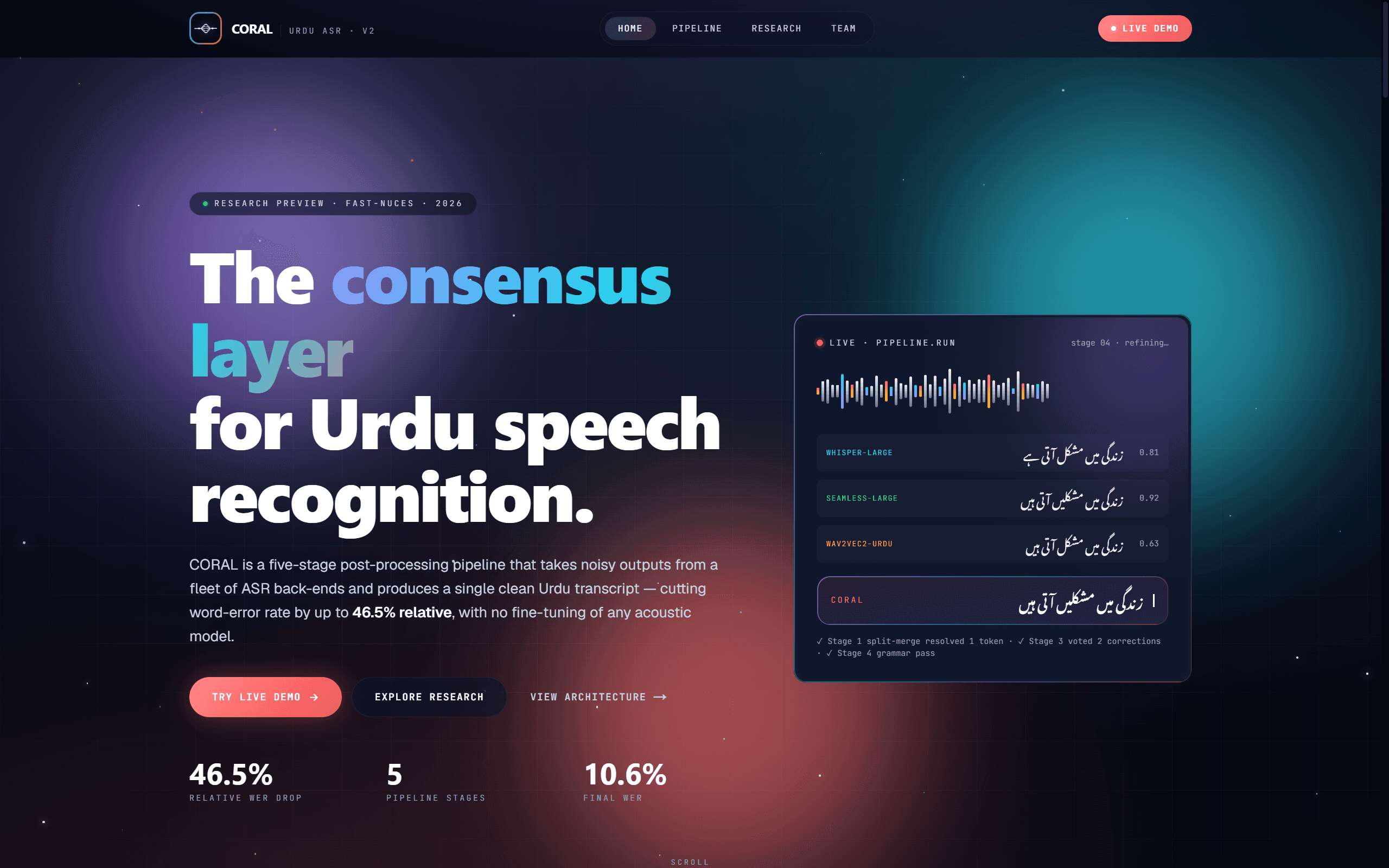 CORAL - Urdu ASR Post-Processing Platform cover